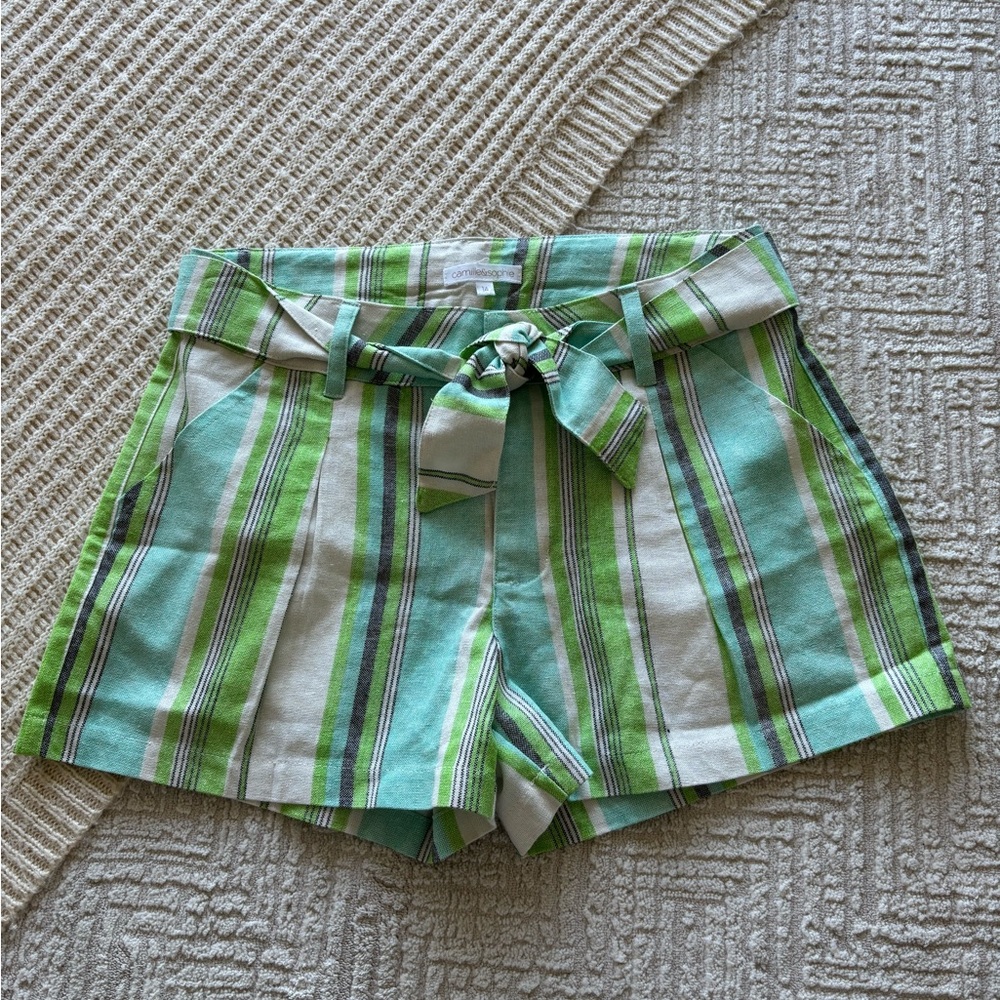 NWT Camille & Sophie Striped Paper Bag Shorts Girls